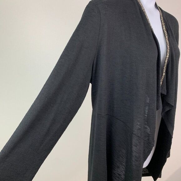 Juicy Couture Cardigan sz XXL Open Front Black Long Sleeve Embellished Neckline - Picture 3 of 7